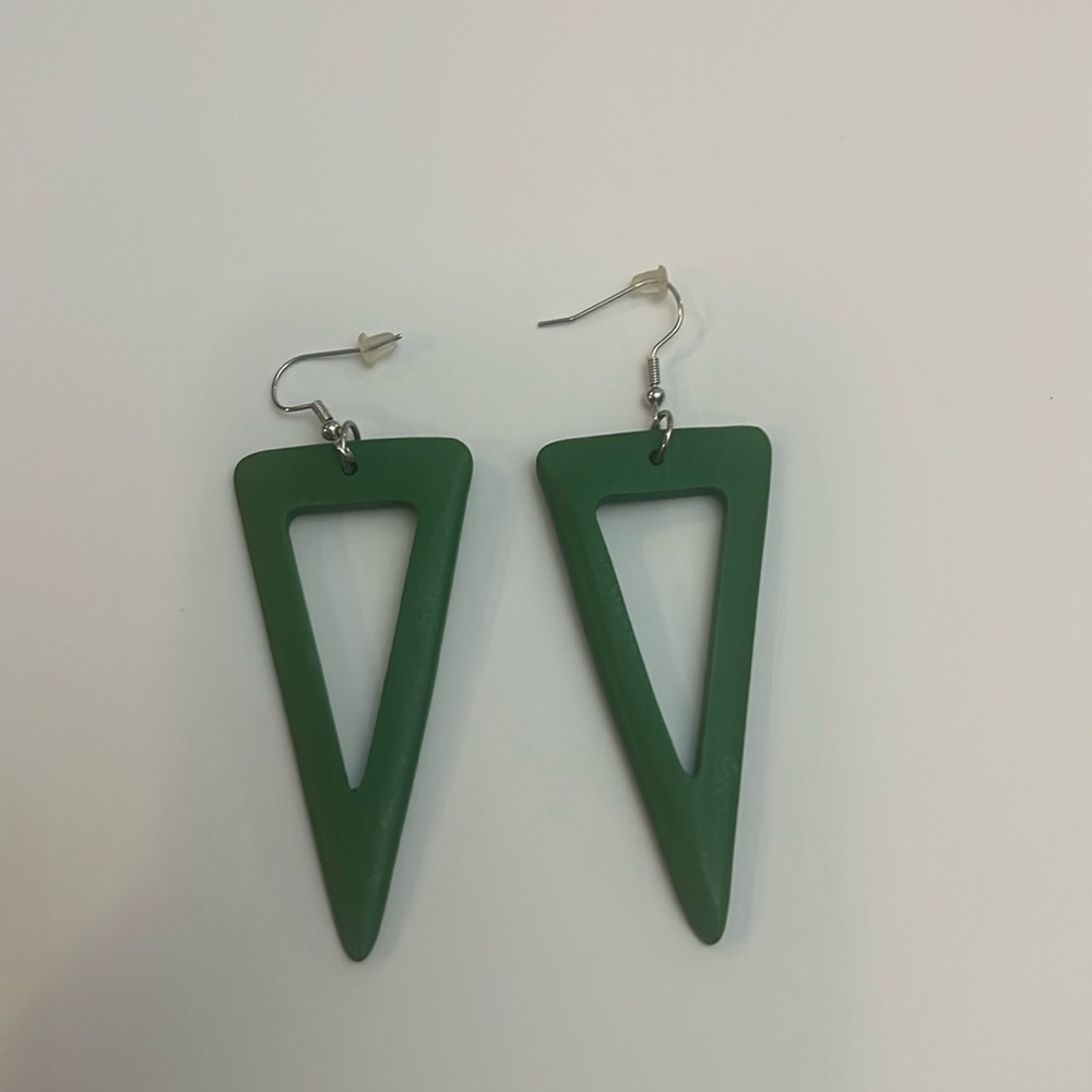 Green wooden earrings